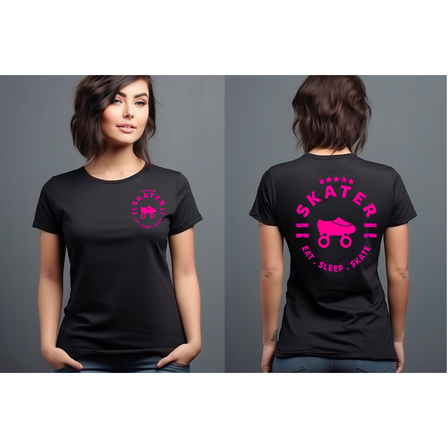 NEW!!! Skater Eat.Sleep.Skate Women’s Graphic T-Shirt(Colored Design)