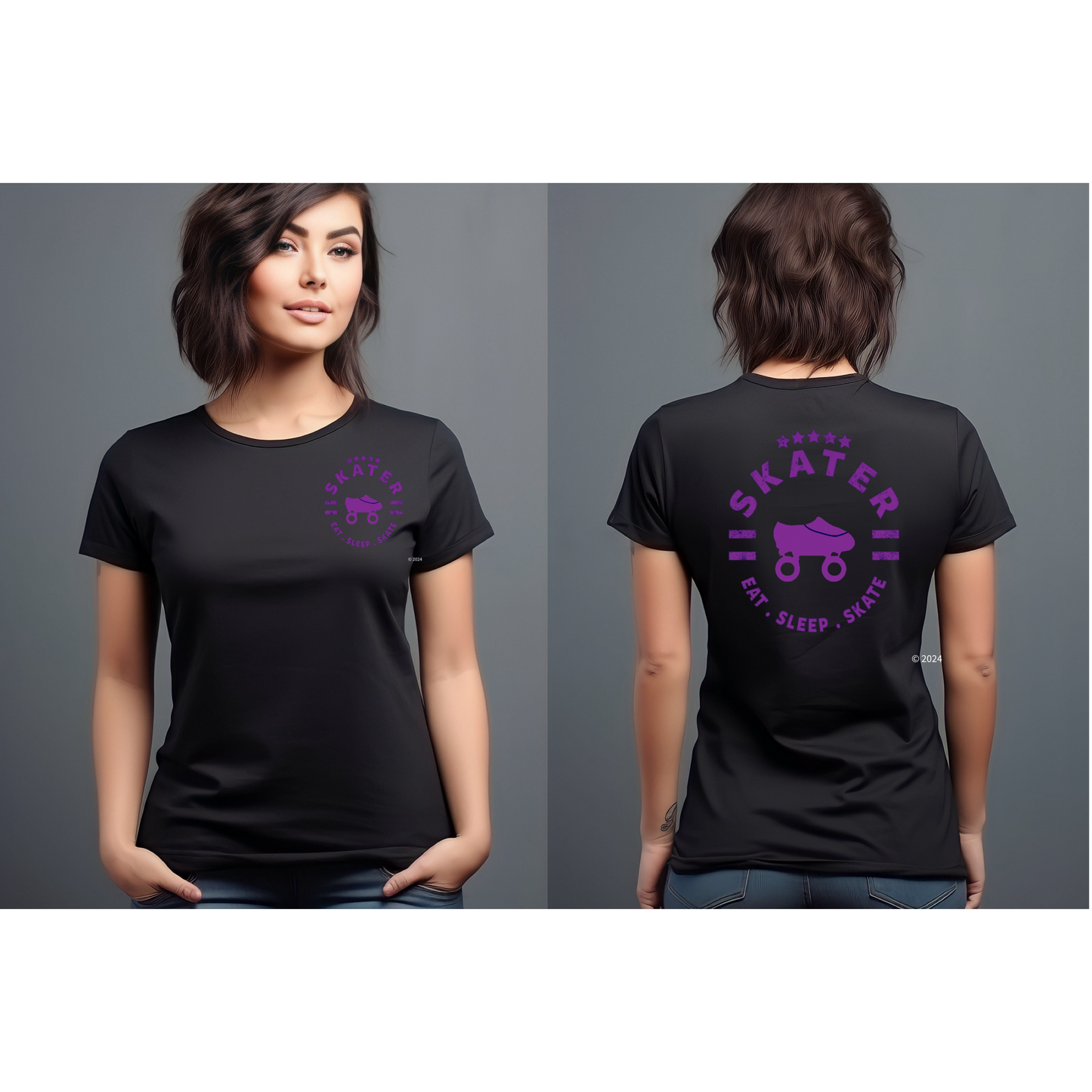 NEW!!! Skater Eat.Sleep.Skate Women’s Graphic T-Shirt(Colored Design)
