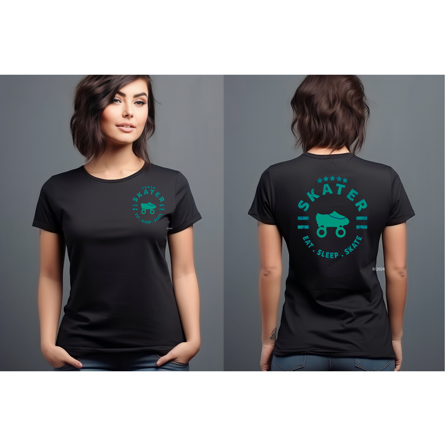 NEW!!! Skater Eat.Sleep.Skate Women’s Graphic T-Shirt(Colored Design)
