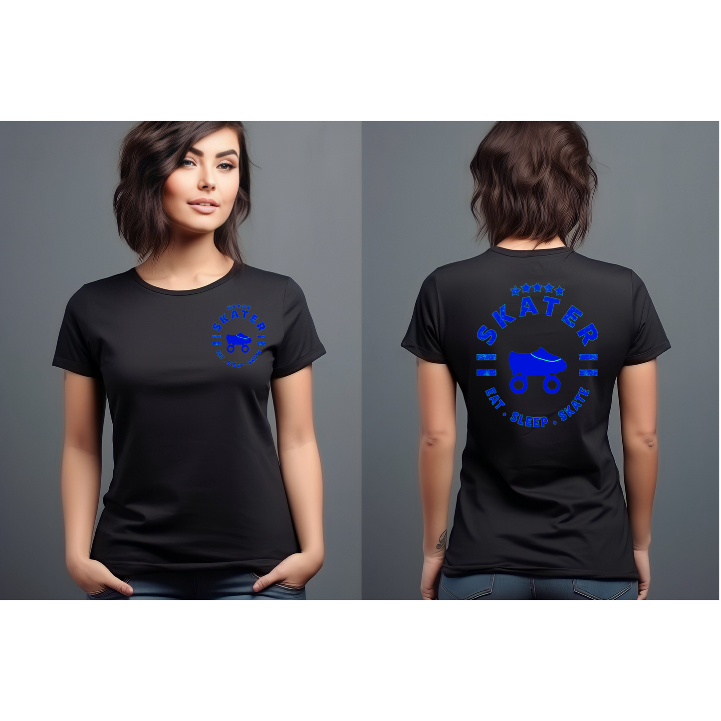 NEW!!! Skater Eat.Sleep.Skate Women’s Graphic T-Shirt(Colored Design)