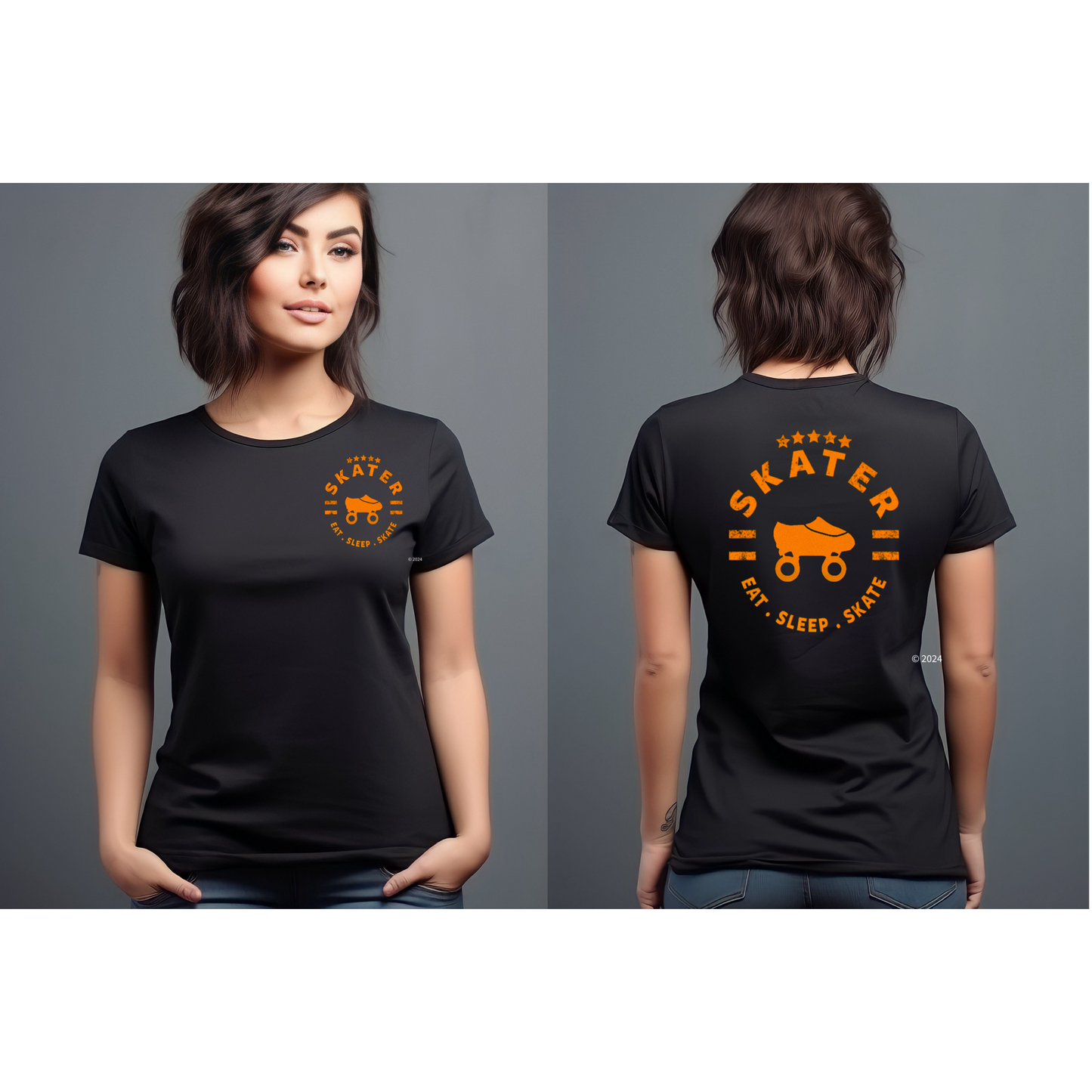 NEW!!! Skater Eat.Sleep.Skate Women’s Graphic T-Shirt(Colored Design)