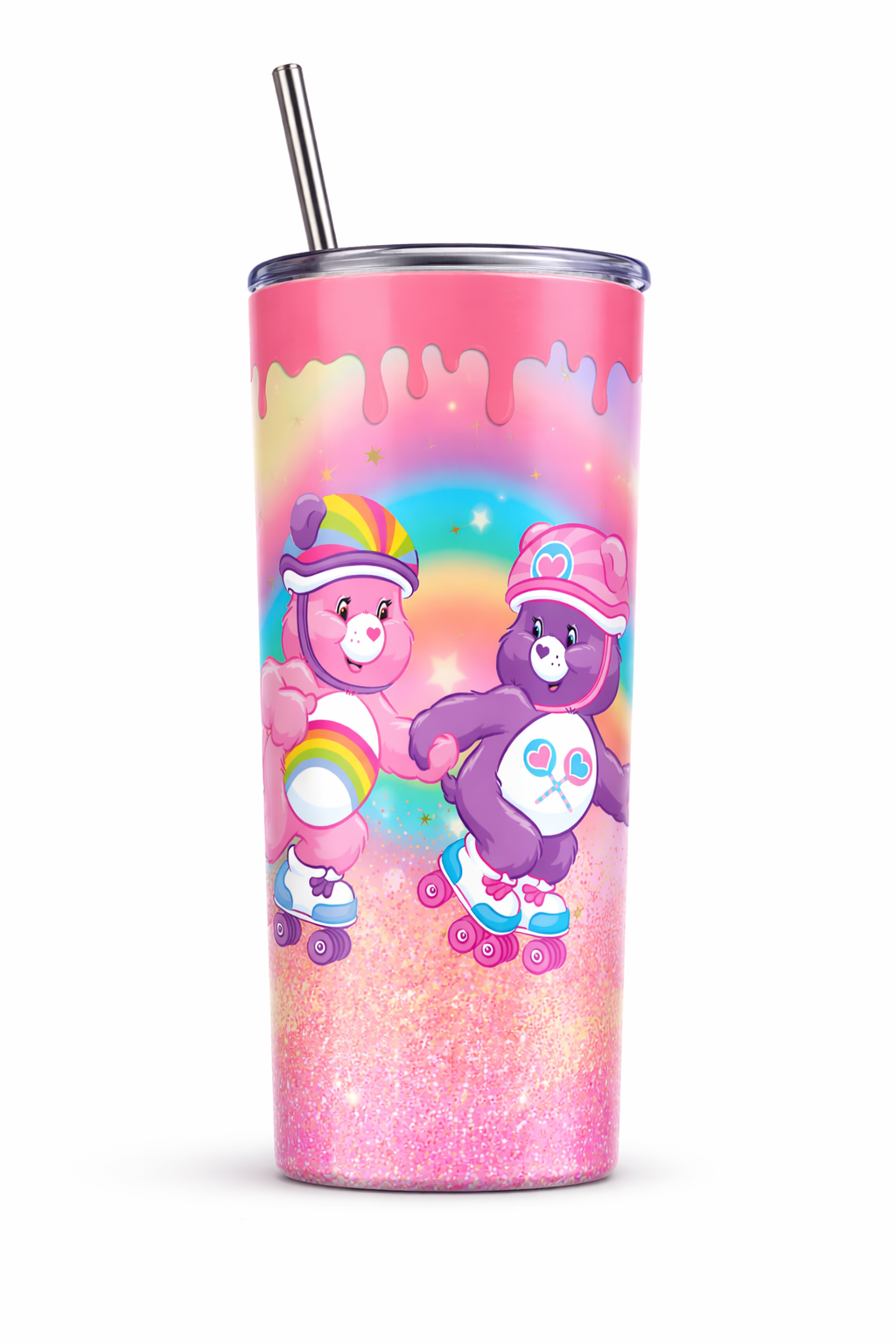 Care Bear Skating 20oz Tumbler β Rainbow Roller Skate Cute Stainless Steel Cup