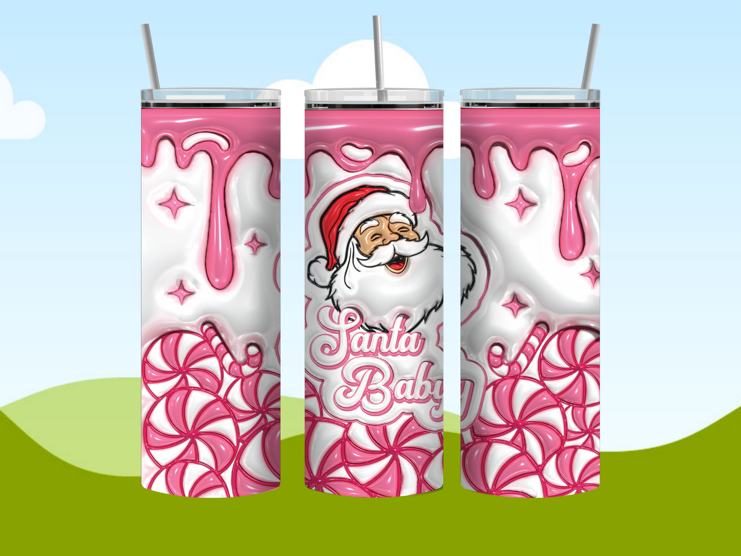 3D Merry Christmas 20 Oz Tumbler