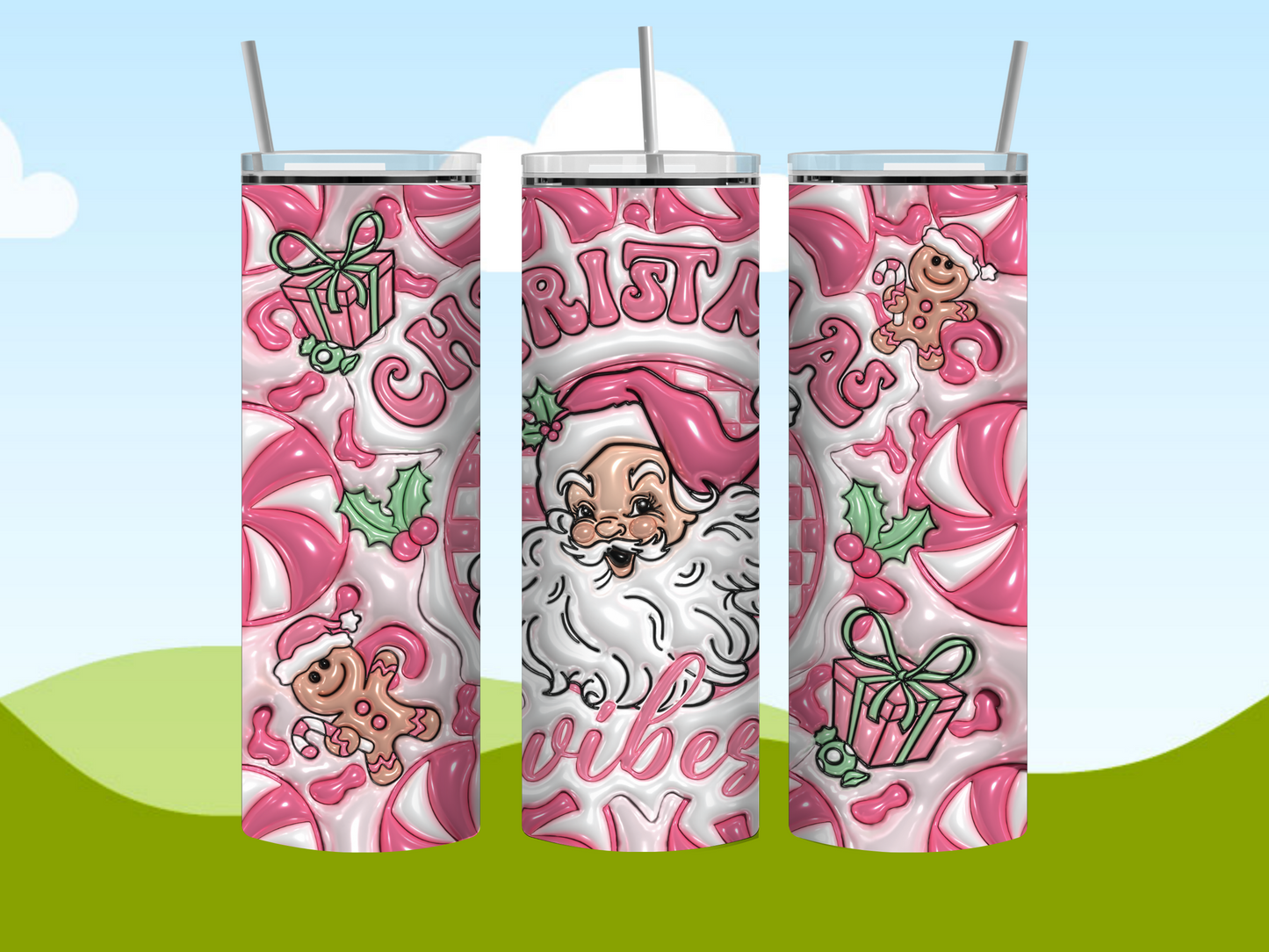3D Merry Christmas 20 Oz Tumbler
