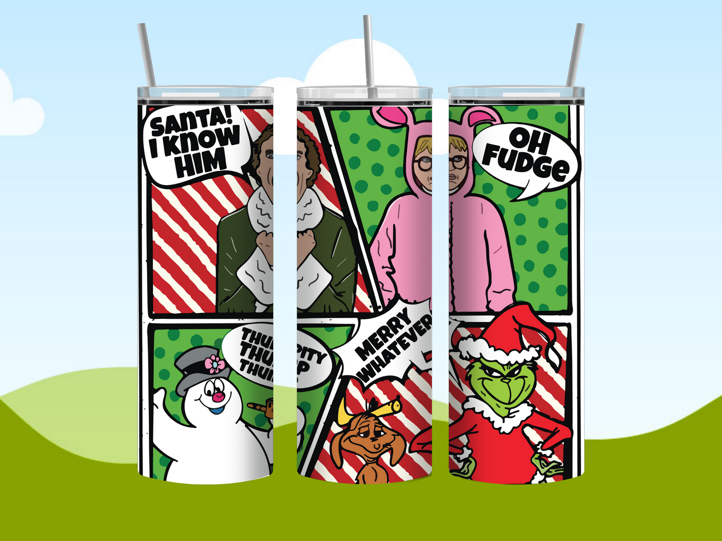 Multi-Christmas Cartoon 20oz Tumbler