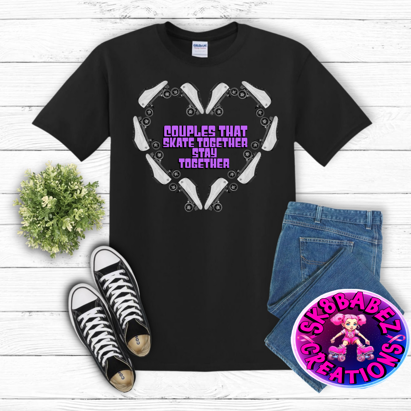 Couples who skate together stay together graphic shirt