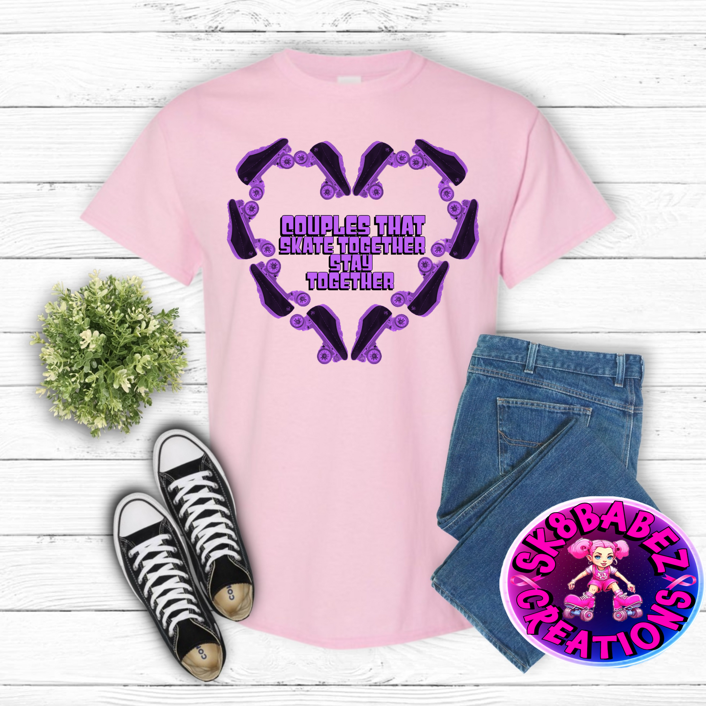 Couples who skate together stay together graphic shirt