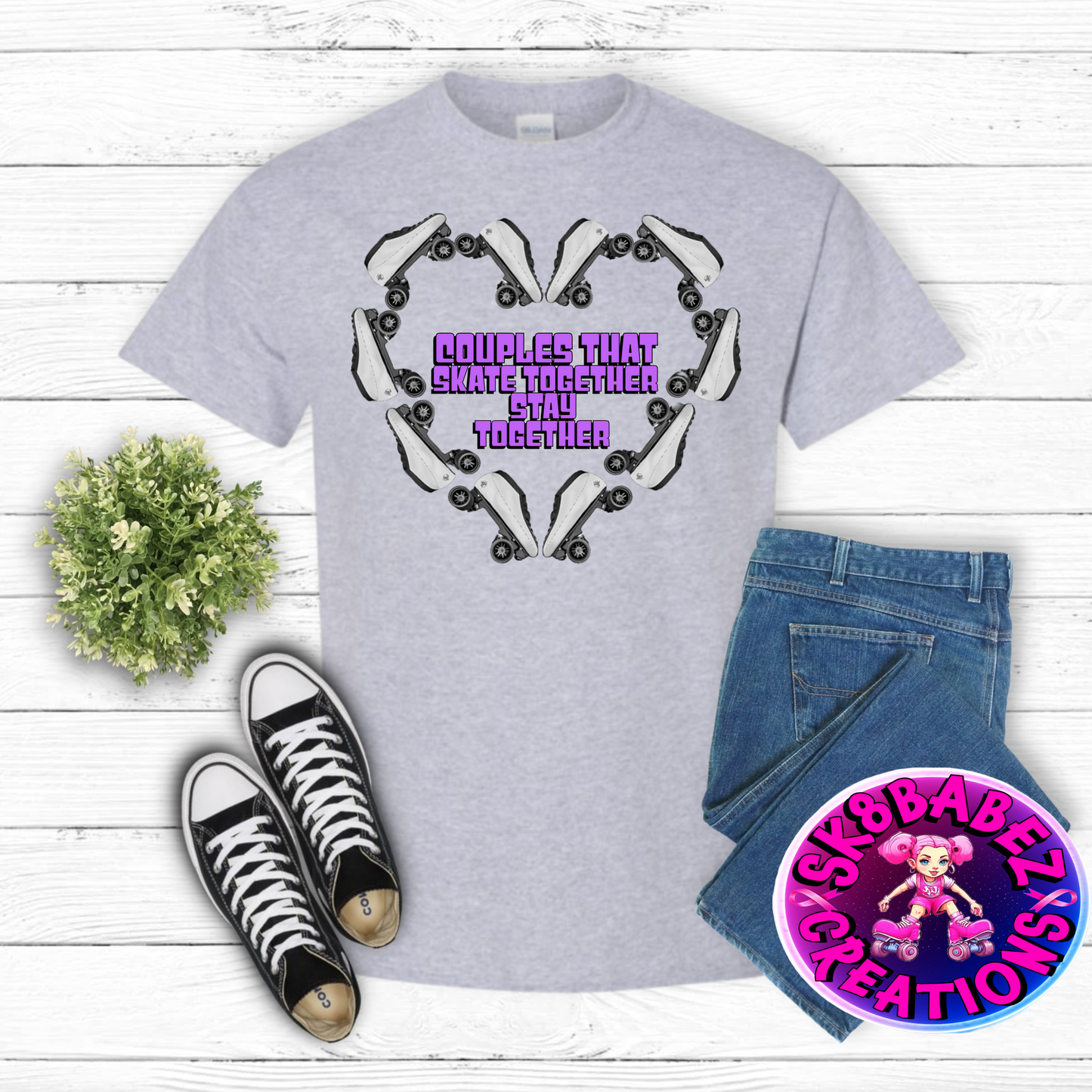 Couples who skate together stay together graphic shirt
