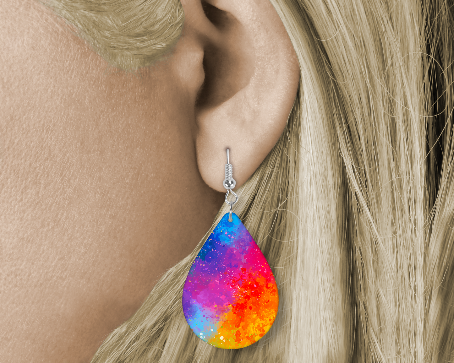 Tie- Dye (Sublimated) Tear Drop Earrings