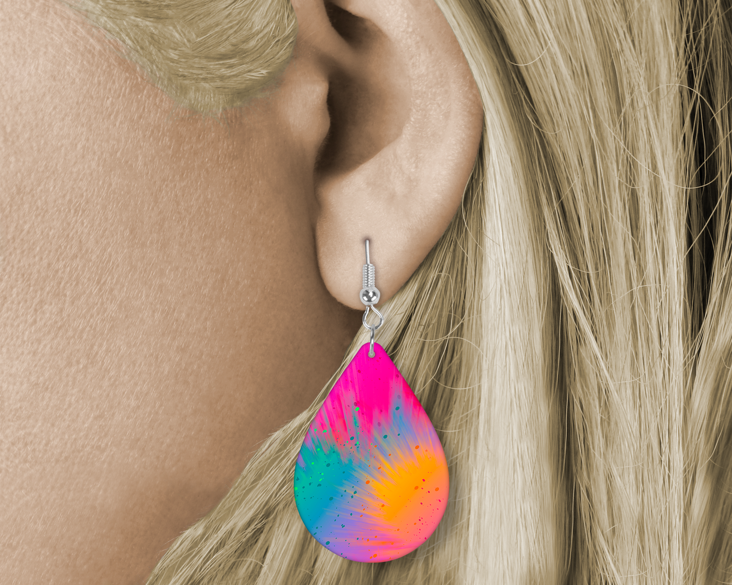 Tie- Dye (Sublimated) Tear Drop Earrings