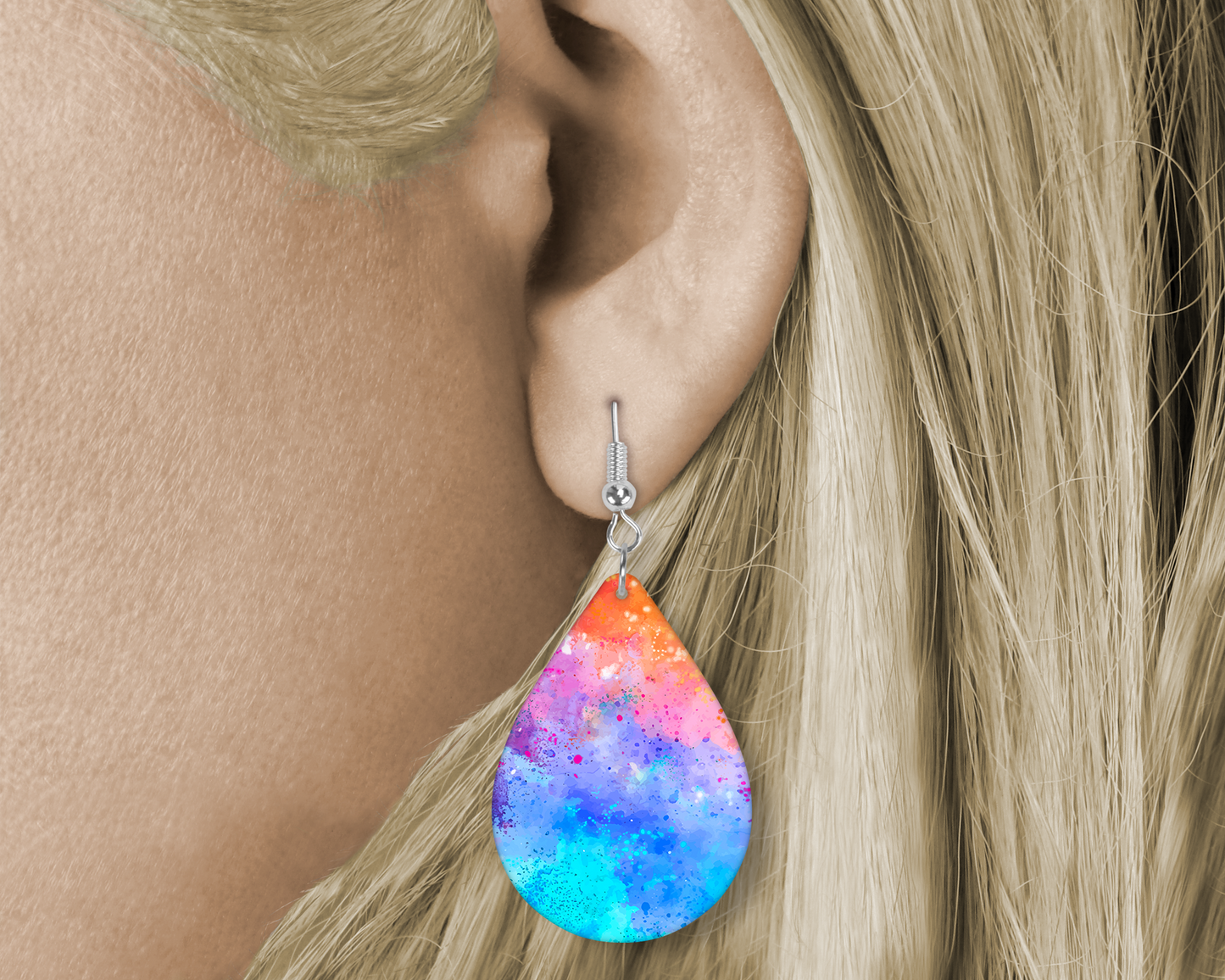 Tie- Dye (Sublimated) Tear Drop Earrings