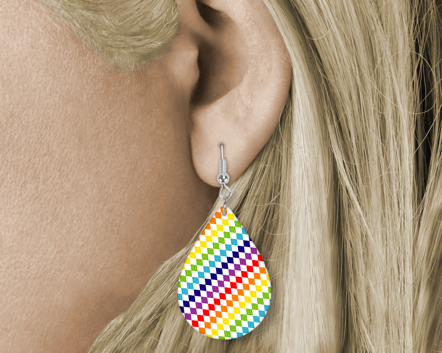 Rainbow (Sublimated) Tear Drop Earrings