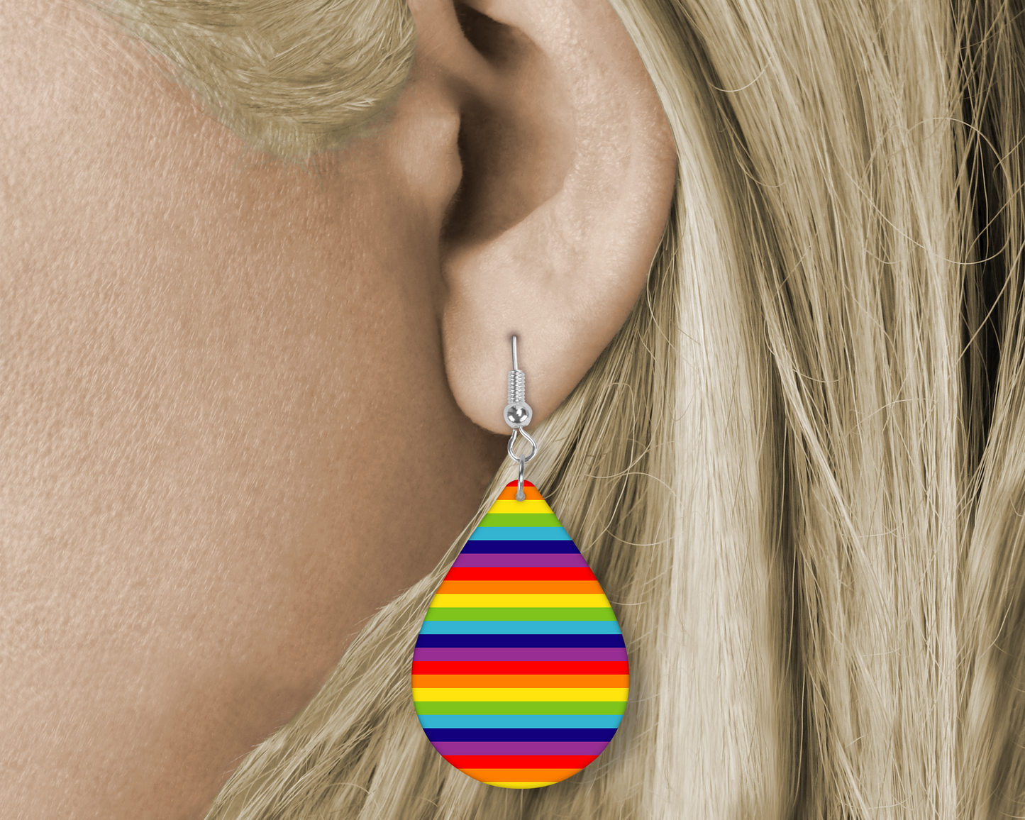 Rainbow (Sublimated) Tear Drop Earrings