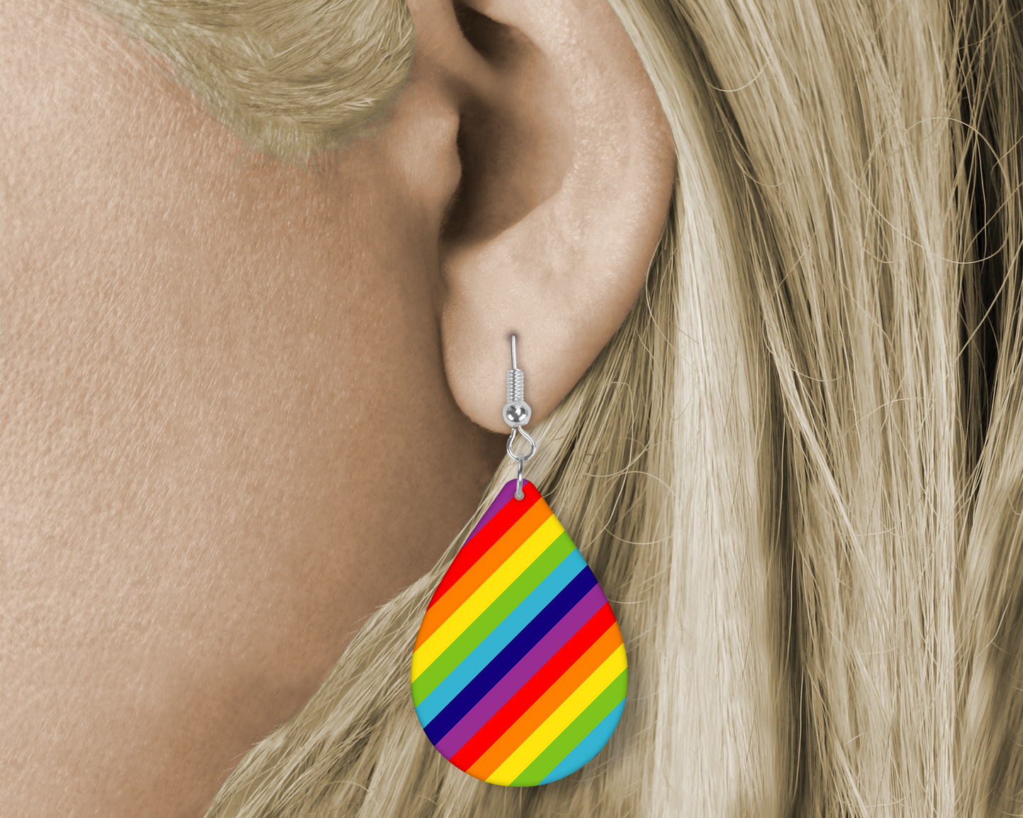 Rainbow (Sublimated) Tear Drop Earrings