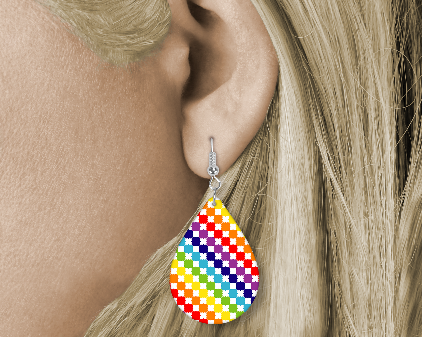 Rainbow (Sublimated) Tear Drop Earrings