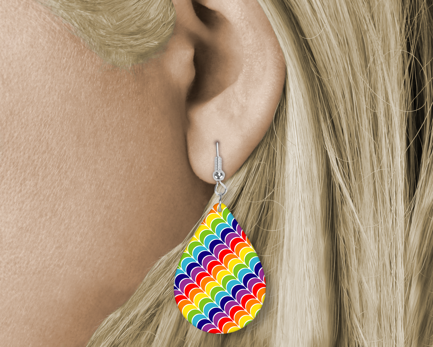 Rainbow (Sublimated) Tear Drop Earrings