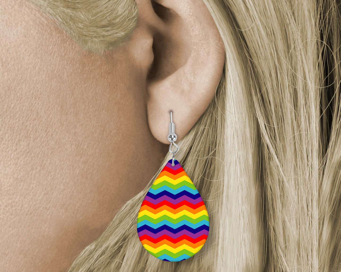 Rainbow (Sublimated) Tear Drop Earrings