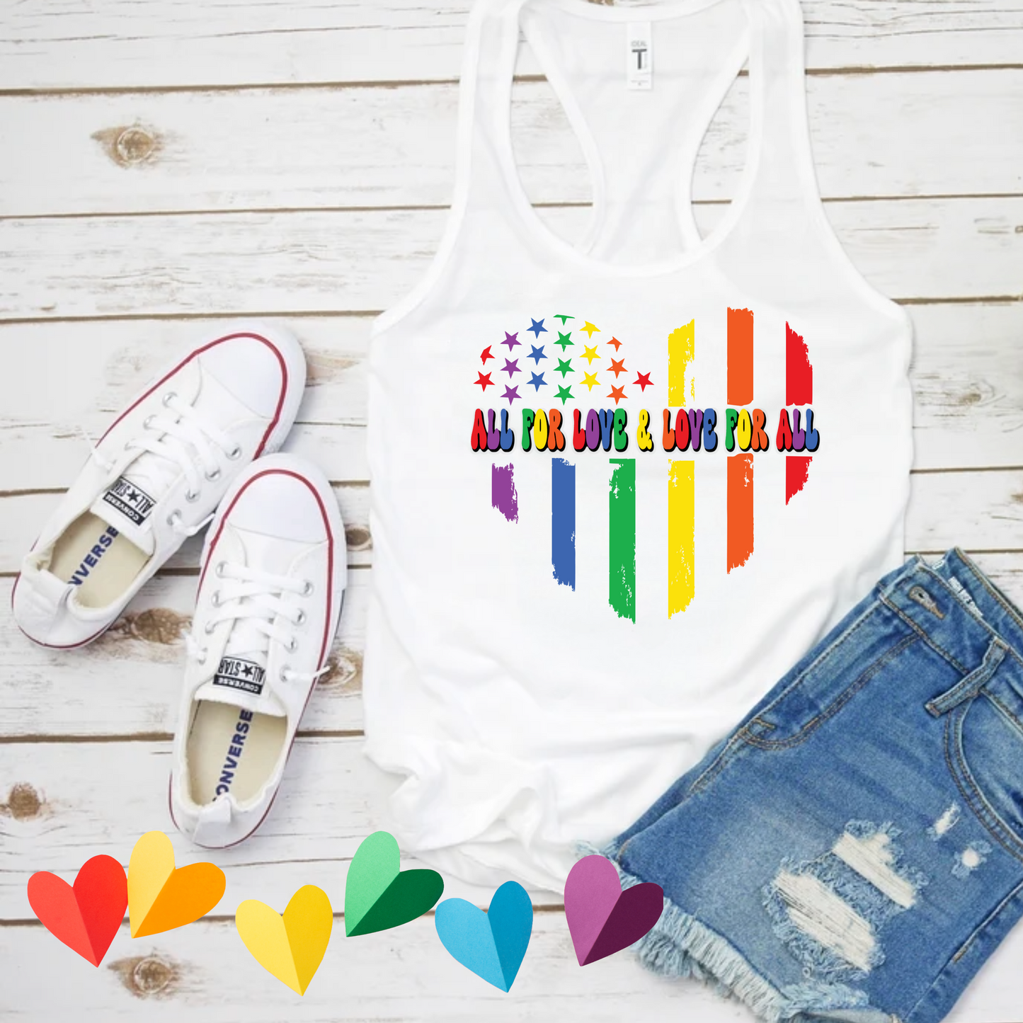 All for love and love for all pride heart flag graphic T-Shirt