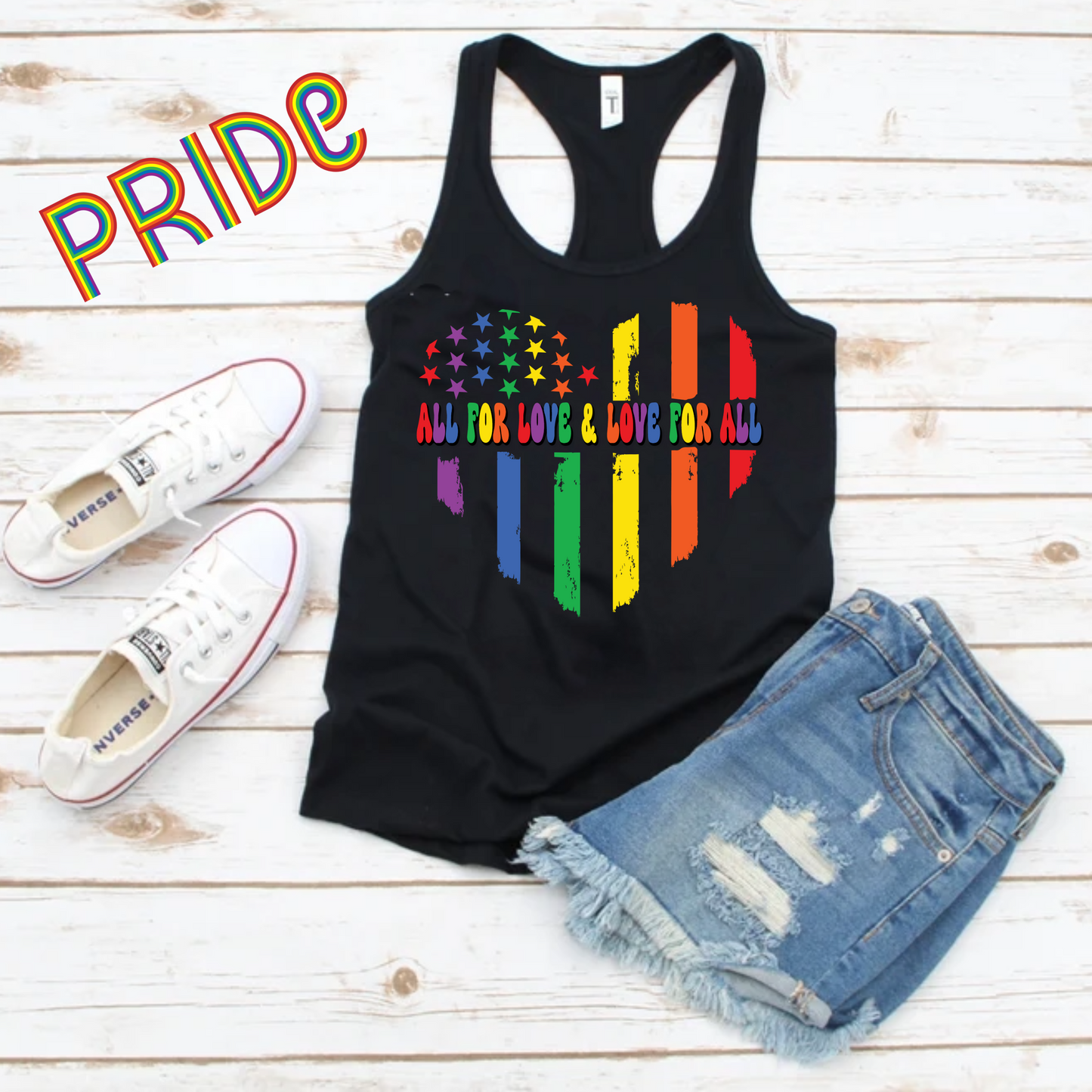 All for love and love for all pride heart flag graphic T-Shirt