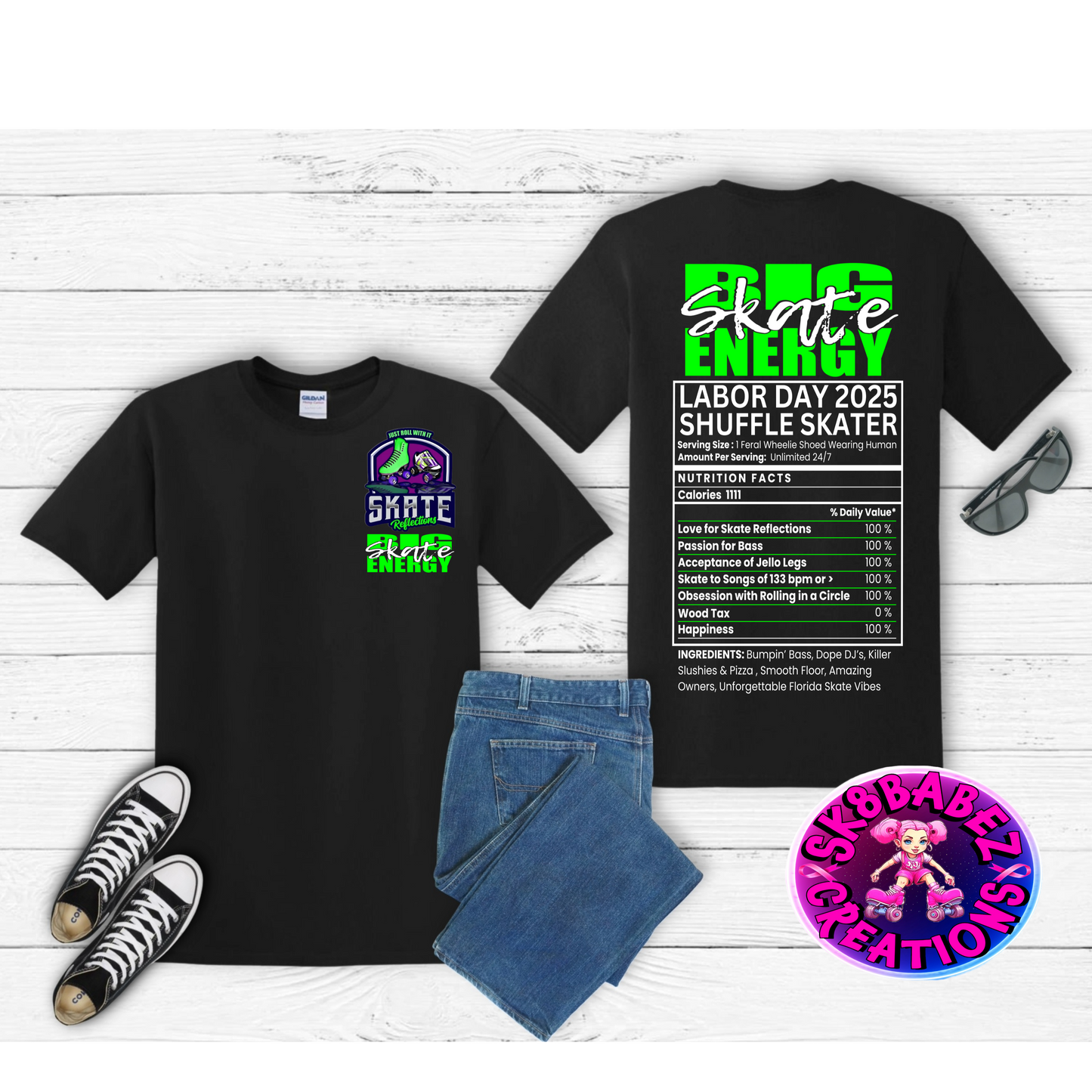 BIG ENERGY Skate Reflections Labor day Event Shirt