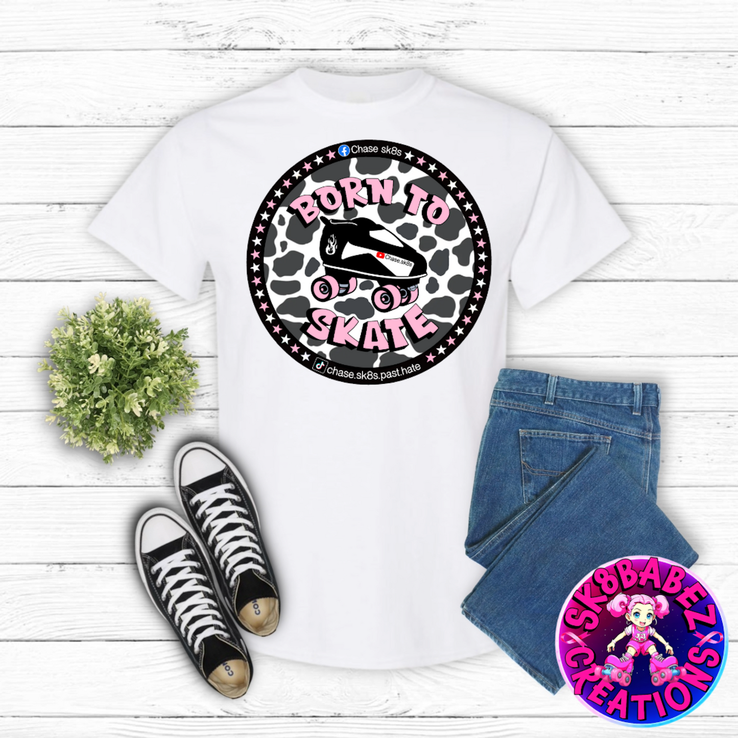 Born to Skate-Pink Cow Print Edition