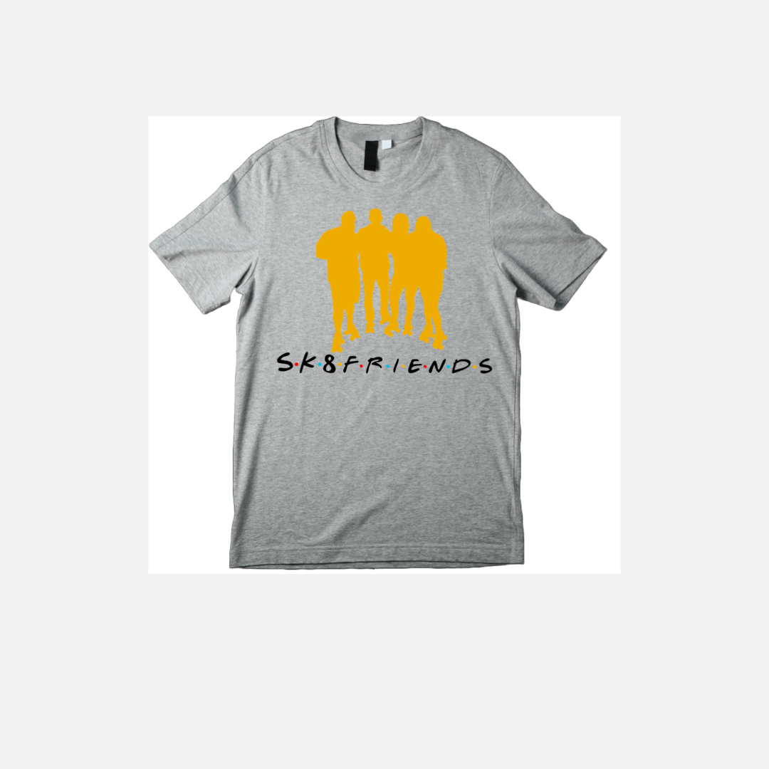 NEW!!! S.K.8.F.R.I.E.N.D.S Graphic T-Shirt. (Grey & White T-Shirt)