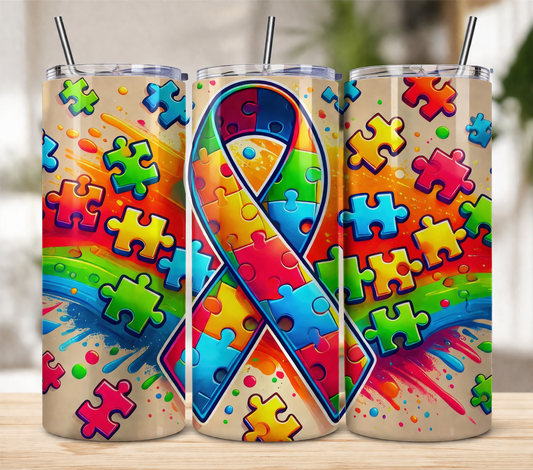 Autism Awareness Puzzle Ribbon 20oz Tumbler