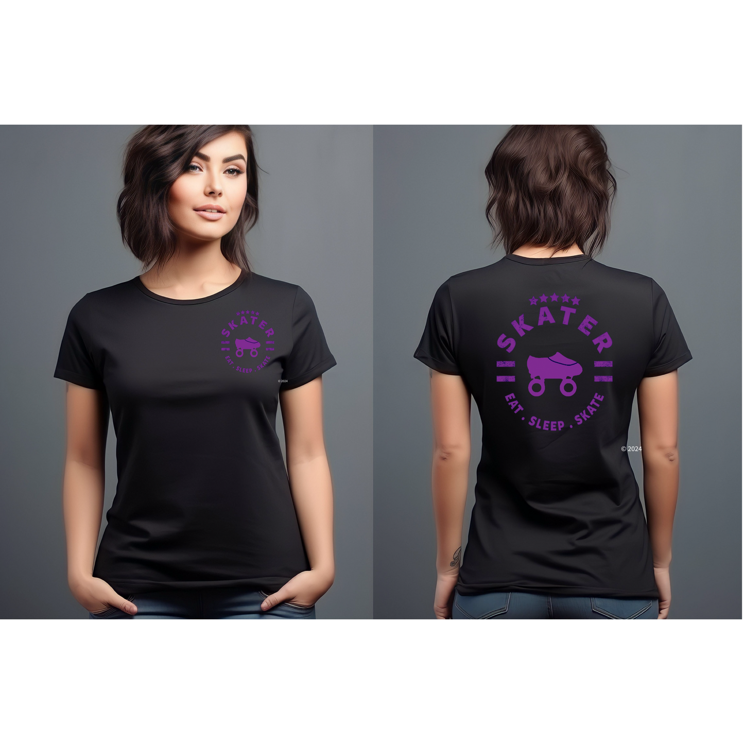 NEW!!! Skater Eat.Sleep.Skate Women’s  Graphic T-Shirt(Colored Design)