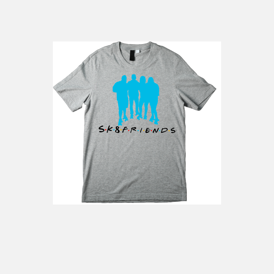 NEW!!! S.K.8.F.R.I.E.N.D.S Graphic T-Shirt. (Grey & White T-Shirt)