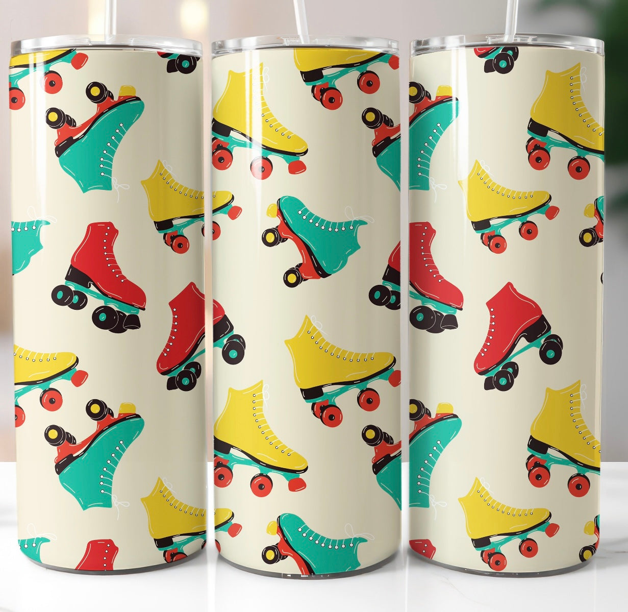 Multi color Roller Skate 20oz tumbler