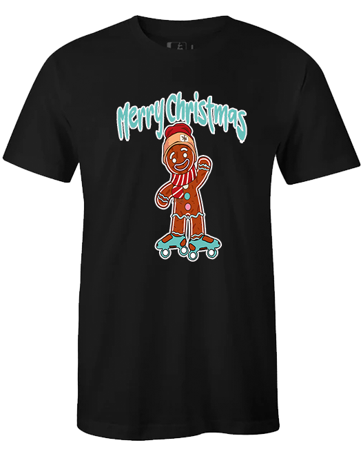 Merry Christmas Gingerbread Skater Graphic T-Shirt