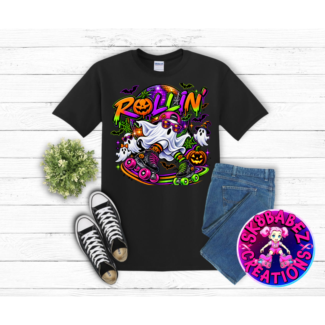 👻 Rollin’ Halloween Ghost Roller Skate T-Shirt 🎃🛼