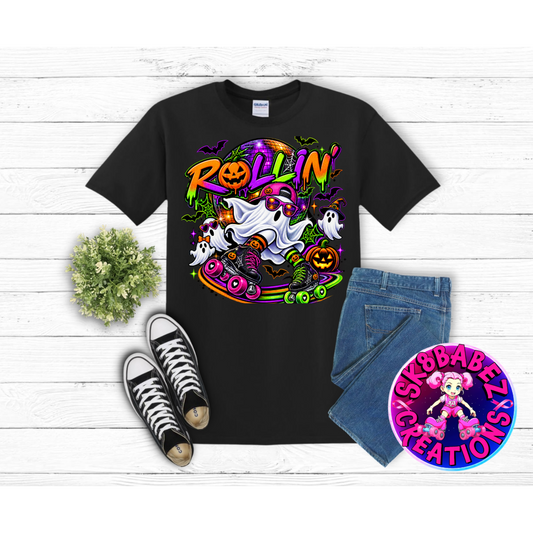 👻 Rollin’ Halloween Ghost Roller Skate T-Shirt 🎃🛼