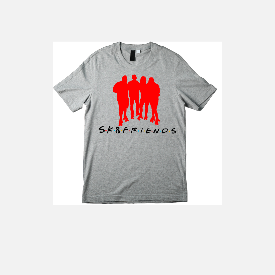 NEW!!! S.K.8.F.R.I.E.N.D.S Graphic T-Shirt. (Grey & White T-Shirt)