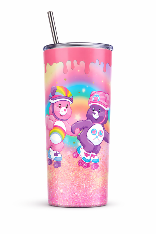 Care Bear Skating 20oz Tumbler – Rainbow Roller Skate Cute Stainless Steel Cup
