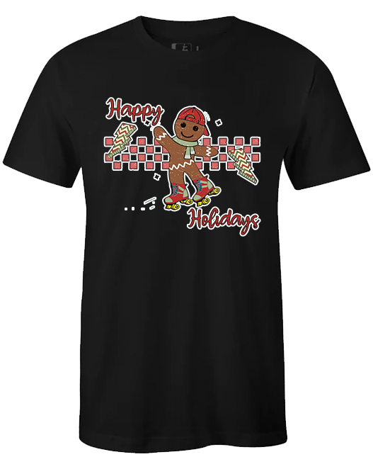 Happy Holidays Gingerbread Skater Graphic T-Shirt