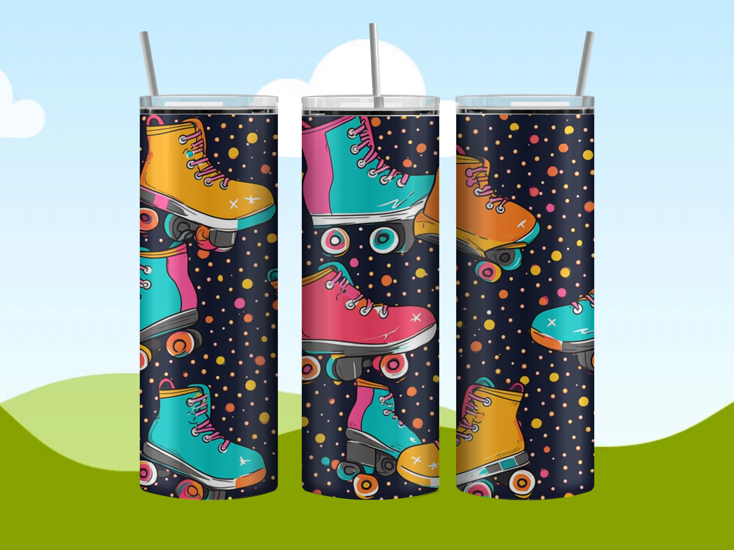 Rollerskate 20oz Tumbler black,blue,pink,yellow