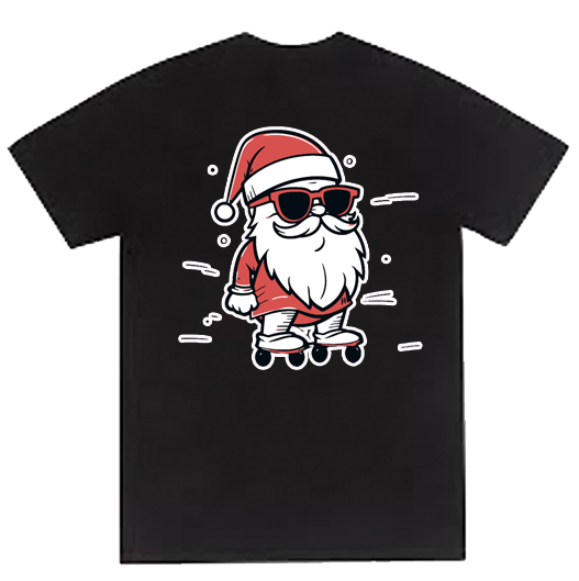 Sunglass Skating Santa Graphic T-Shirt