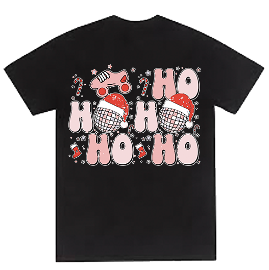 HO HO Mirror Balls & Skates Graphic T-Shirt