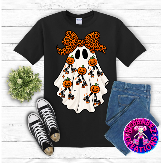 👻🛼 Rollin’ Boo Crew – Skating Pumpkin Ghost Tee