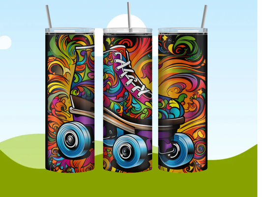 Multi colored Roller skating 20oz Tumbler