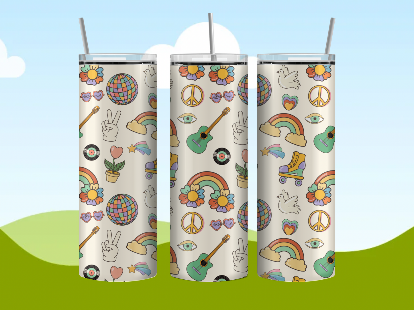 Roller skating Hippie 20 oz Tumbler