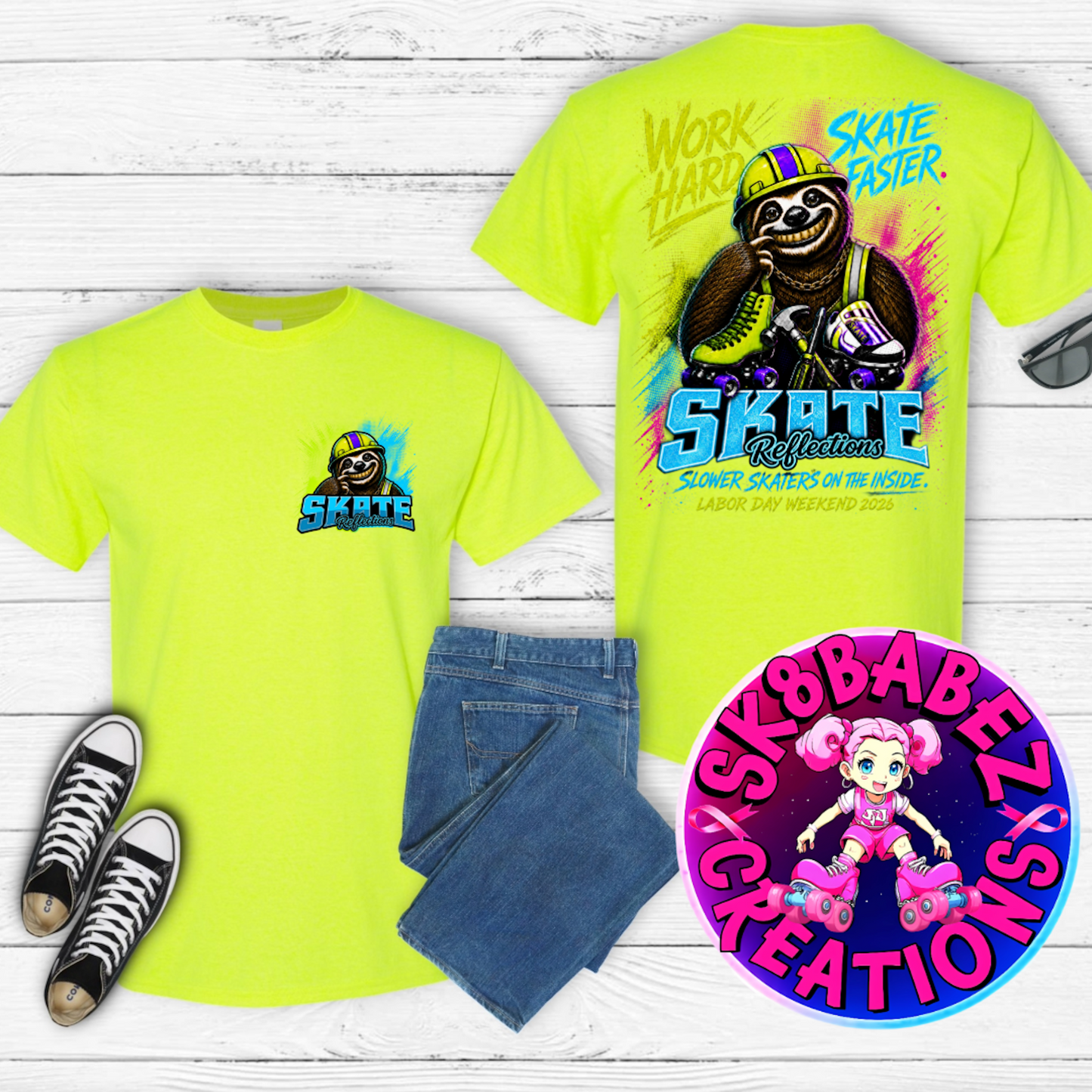 Skate Reflections Labor Day Weekend Event – Work Hard. Skate Faster. T-Shirt