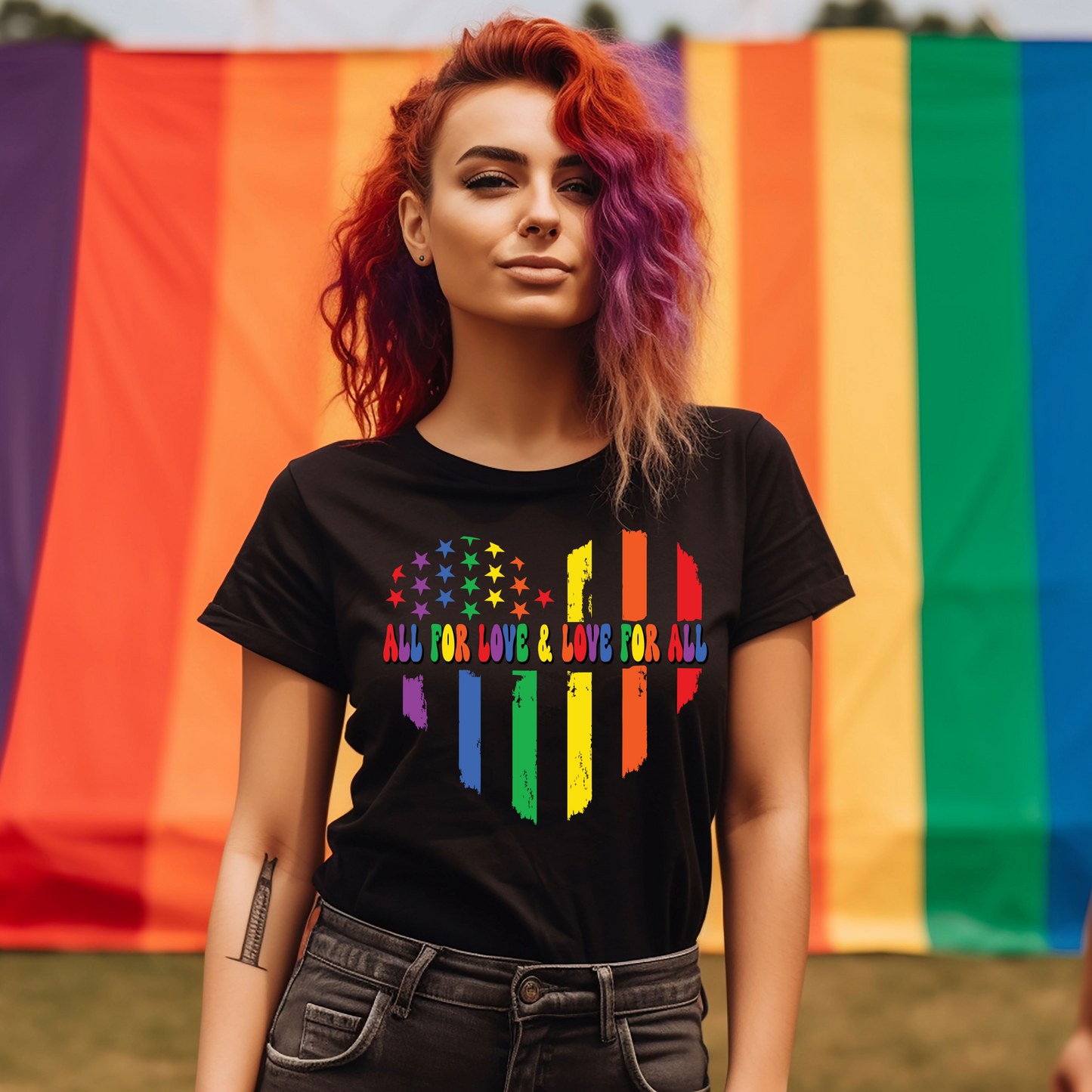 All for love and love for all pride heart flag graphic T-Shirt