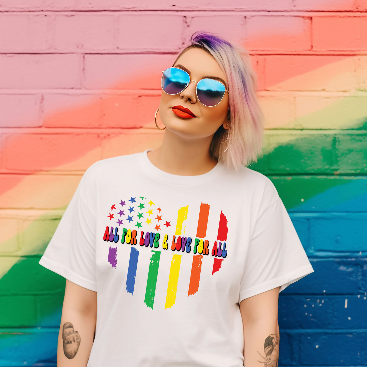 All for love and love for all pride heart flag graphic T-Shirt