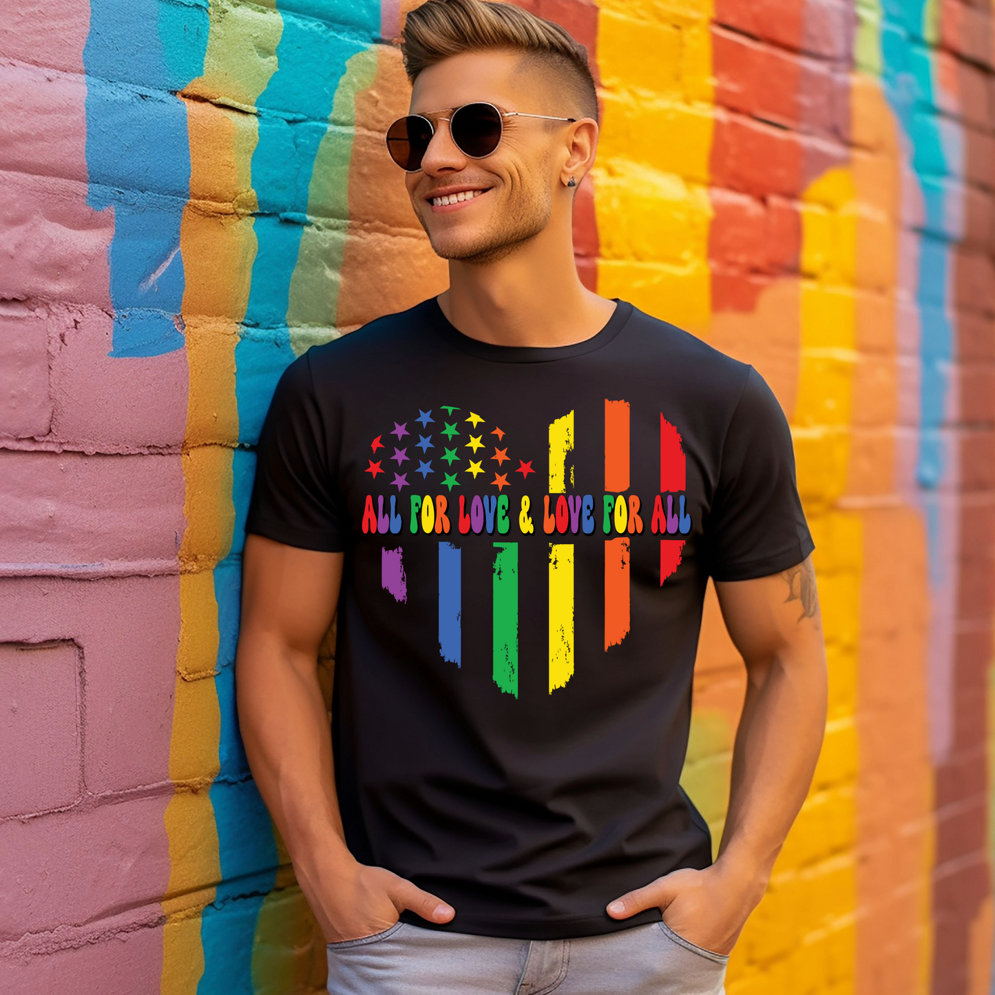 All for love and love for all pride heart flag graphic T-Shirt