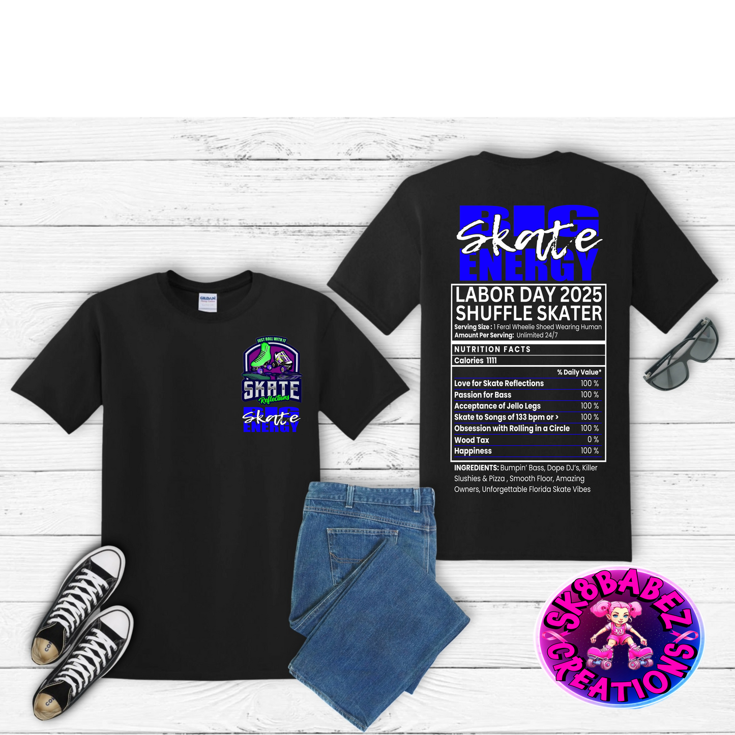 BIG ENERGY Skate Reflections Labor day Event Shirt