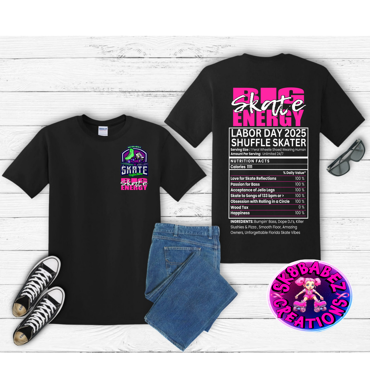 BIG ENERGY Skate Reflections Labor day Event Shirt