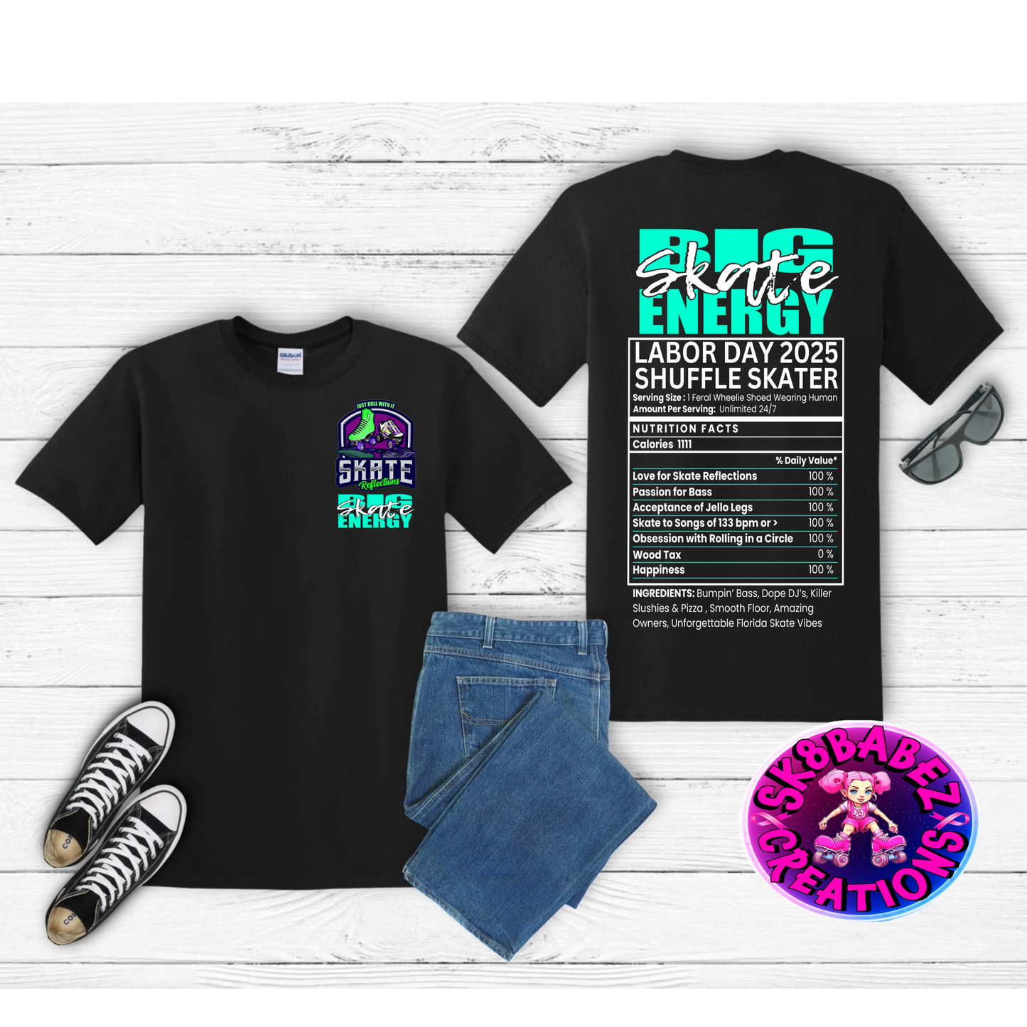 BIG ENERGY Skate Reflections Labor day Event Shirt