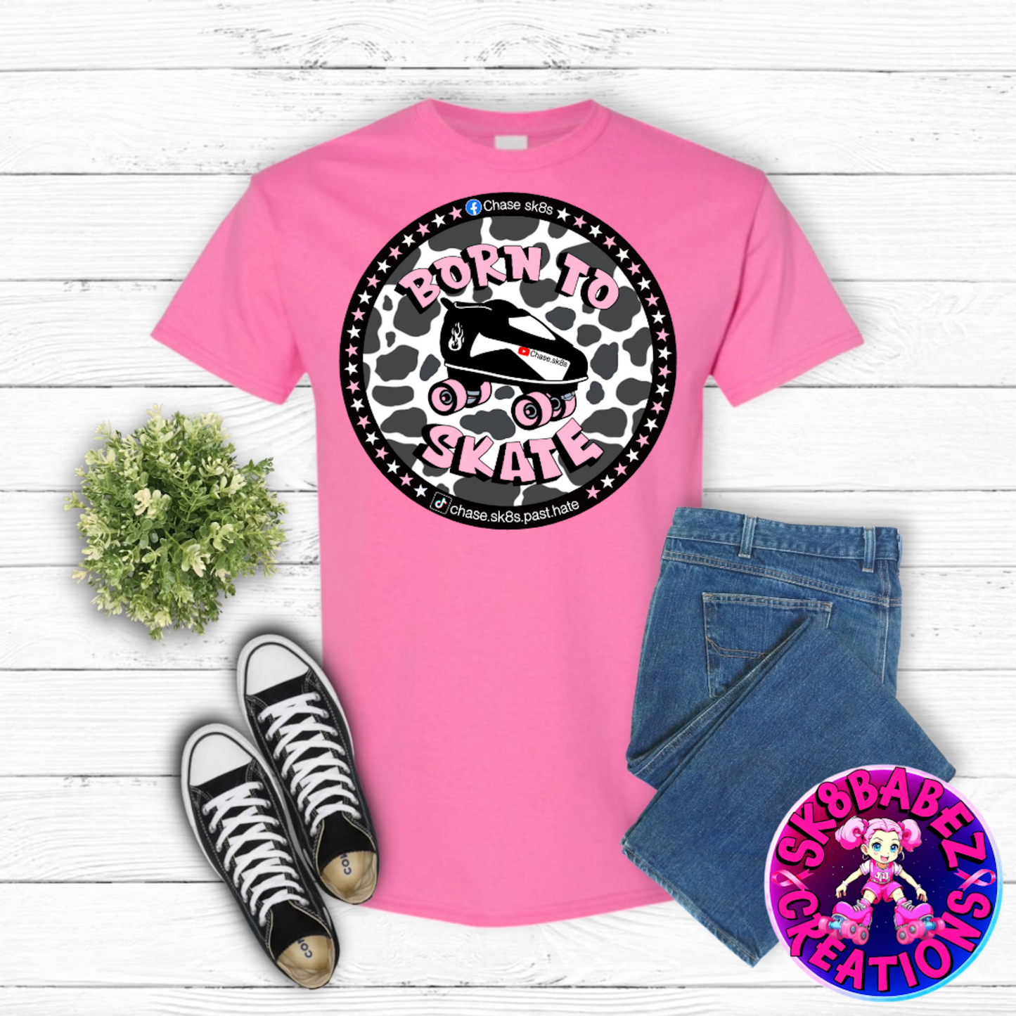 Born to Skate-Pink Cow Print Edition